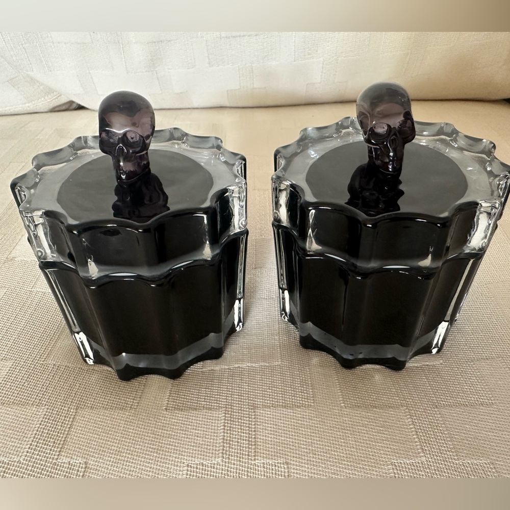 Enchanted Glass candle Jars Skull Lids (EMPTY)